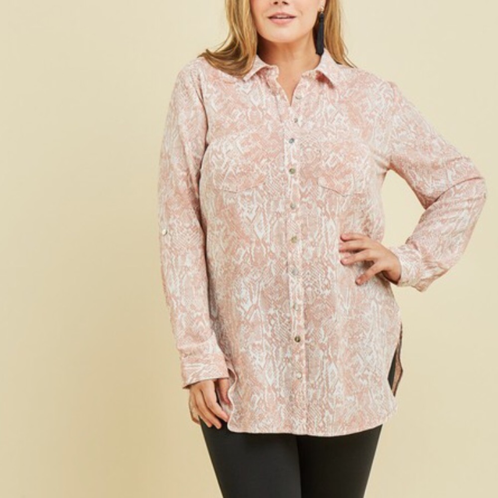 Animal print button down